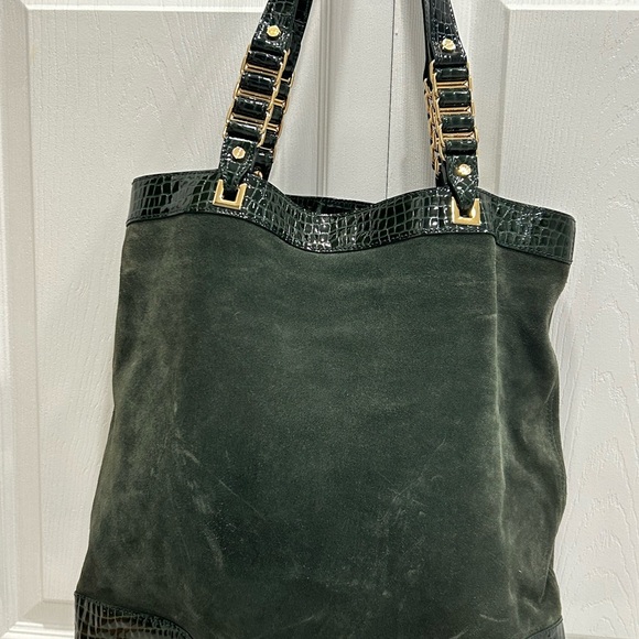 Tory Burch Dark Green Tote with Gold Accents - Picture 2 of 5